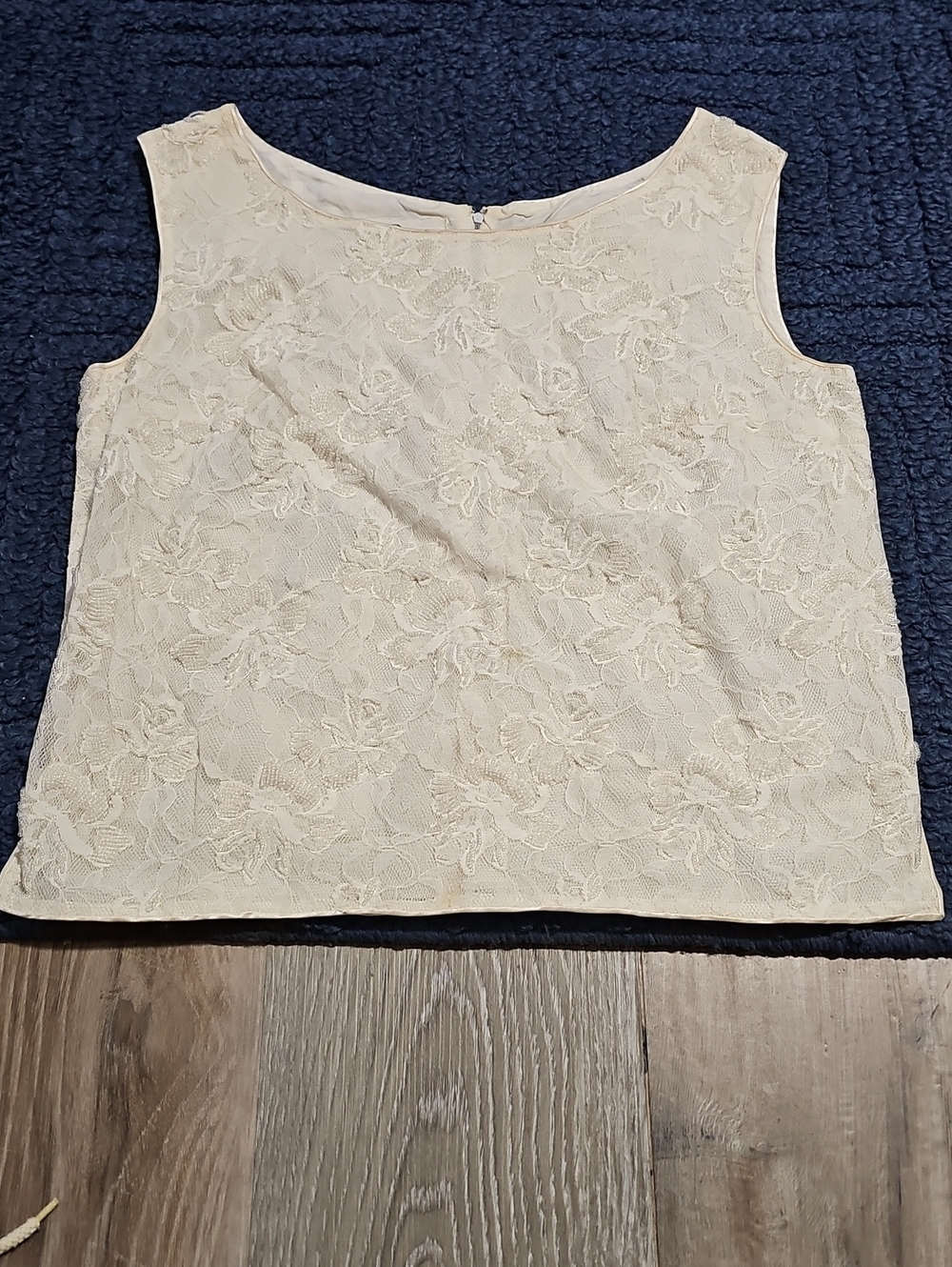 Vintage California Made Lace Overlay Sleeveless Camisole in Cream